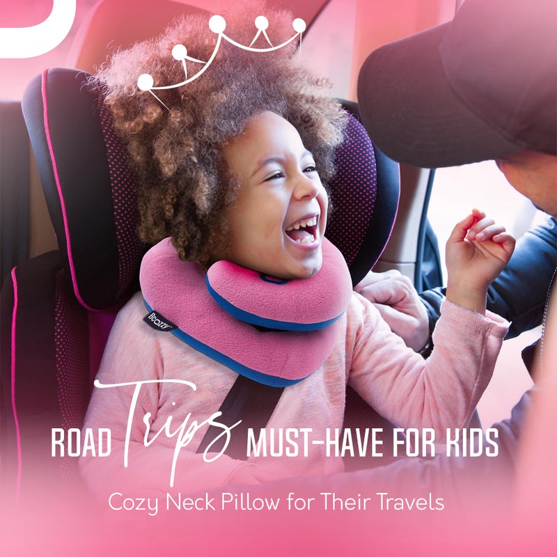 BCOZZY 3-7 Y/O Kids Travel Pillow for Car & Airplane, Soft Kids Neck Pillow for Traveling in Car Seat, Provides Double Support for Toddlers Head & Chin in Road Trips, Washable, Small Size, Hearts - Image 2
